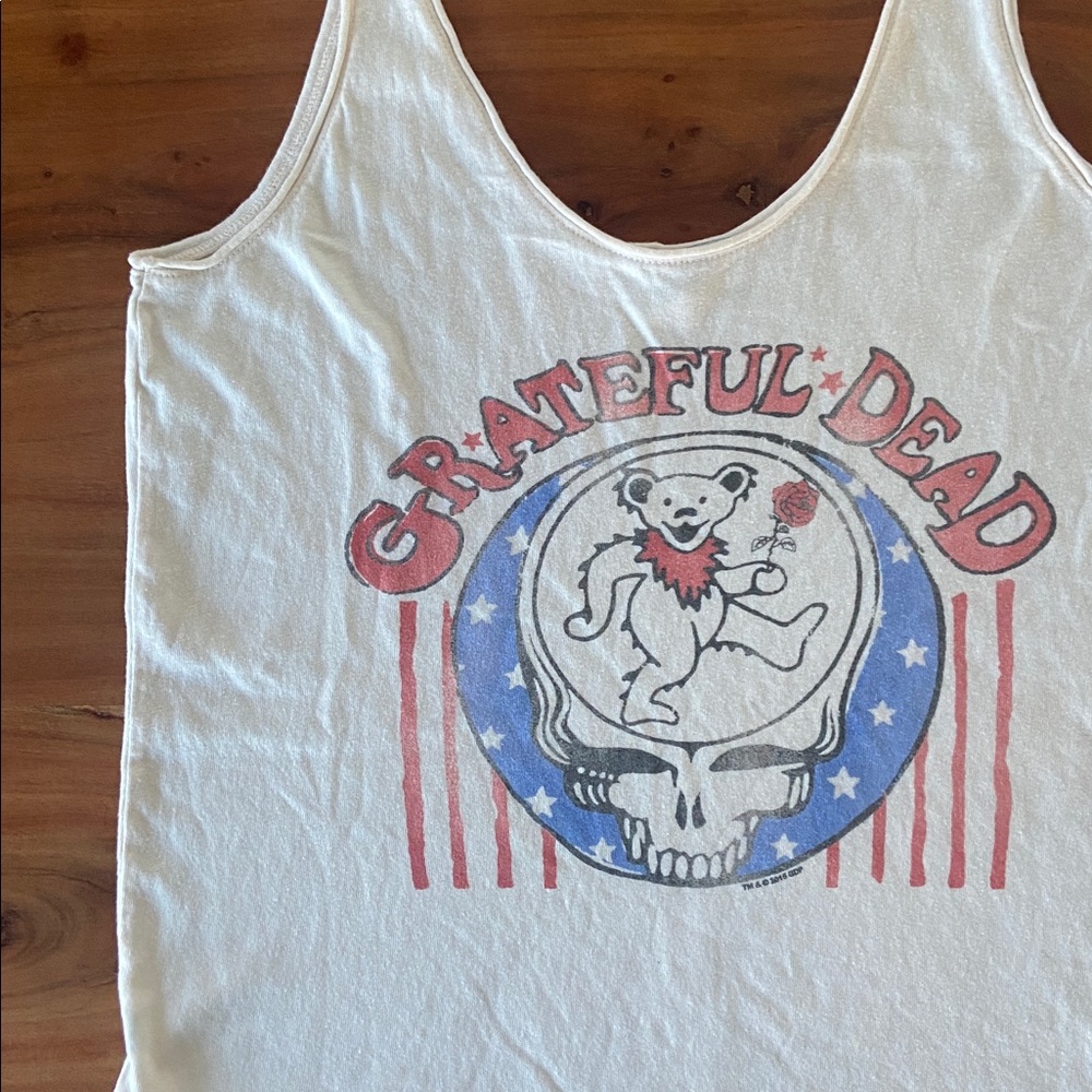 Junk Food Grateful Dead cream tank top scoop neck shirt vintage band tee small - Picture 12 of 16
